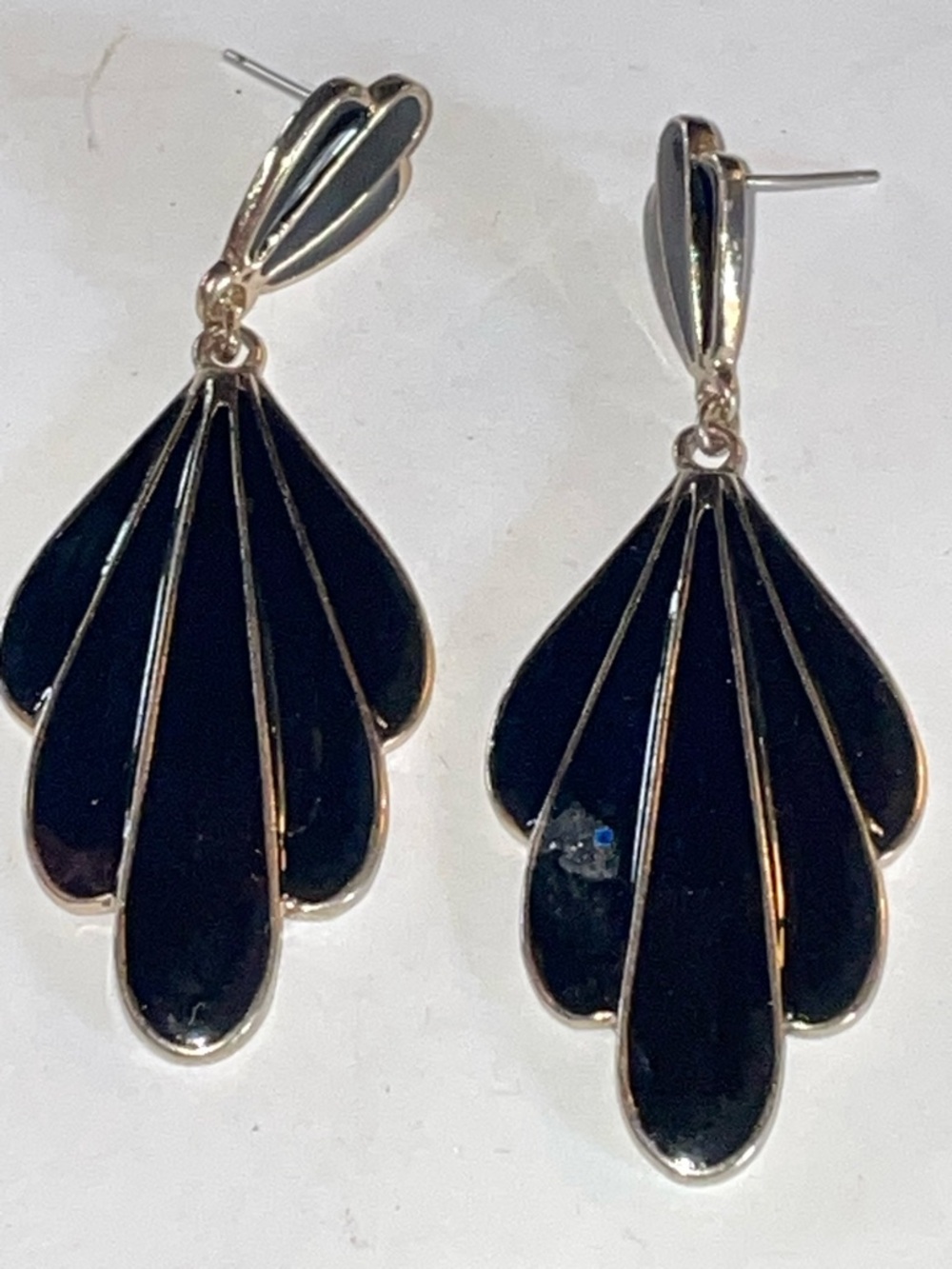 3/$10 Fashion Jewelry Elegant Black Gold-Trim Drop Earrings - Women Jewelry
